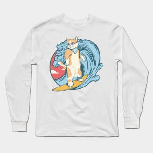 cat love surfing Long Sleeve T-Shirt